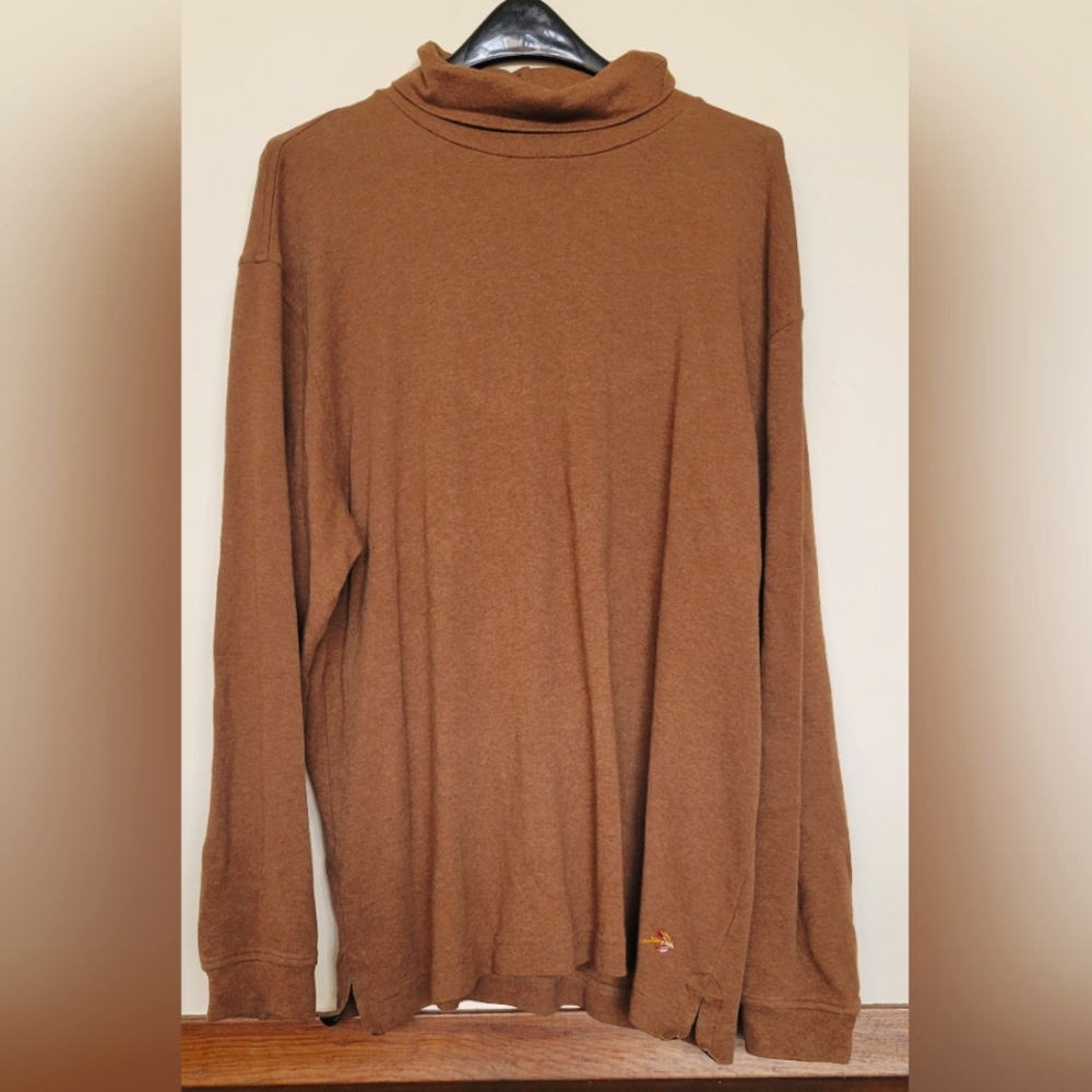Orvis Signature Collection Men's Brown Turtleneck.  Size XL 100% Pima Cotton EUC